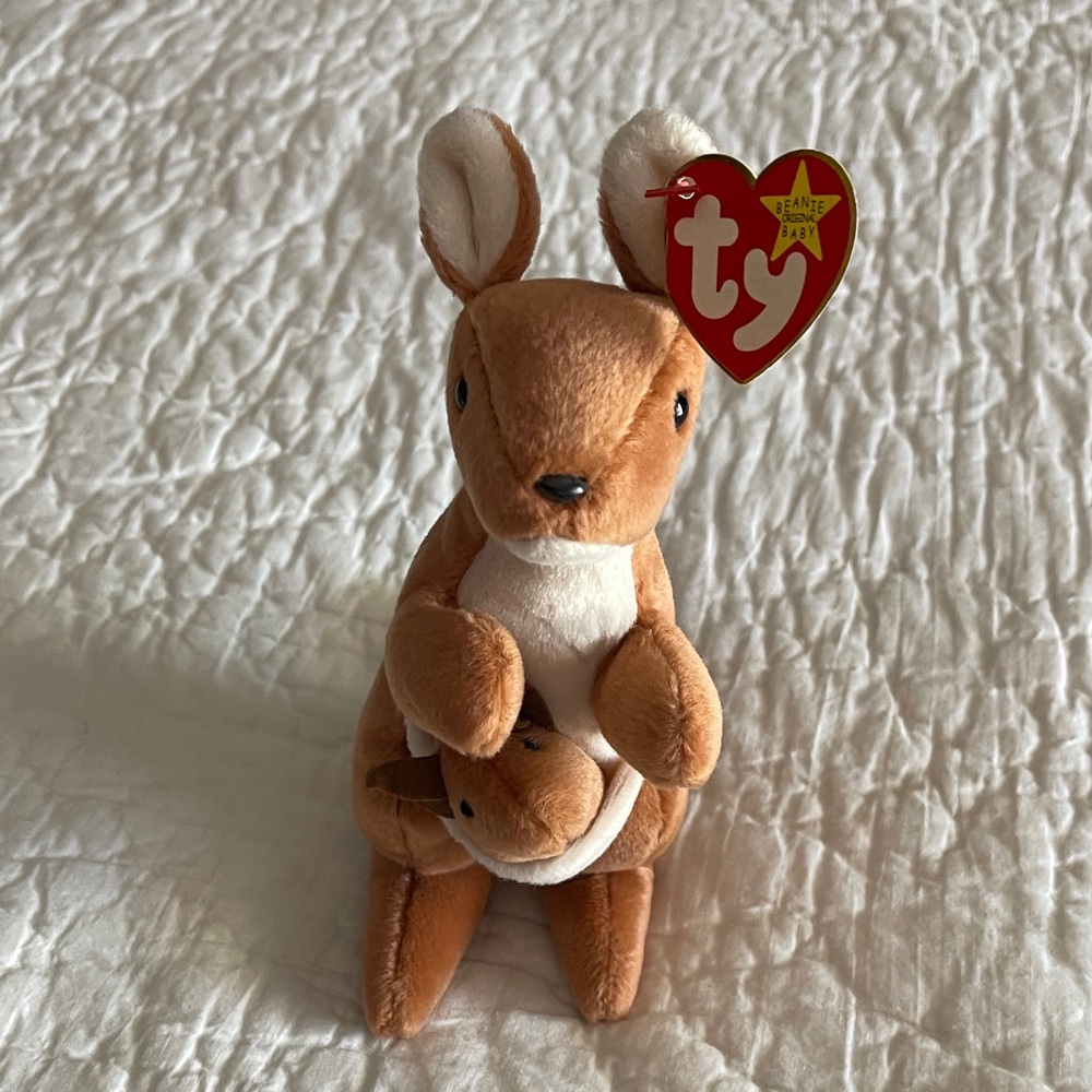 Ty Kangaroo Plush with Joey - Brown and White